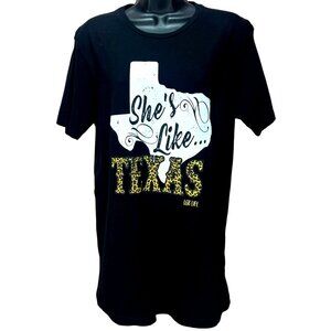 "Shes Like Texas" Black Cotton Graphic Women's T-Shirt Medium